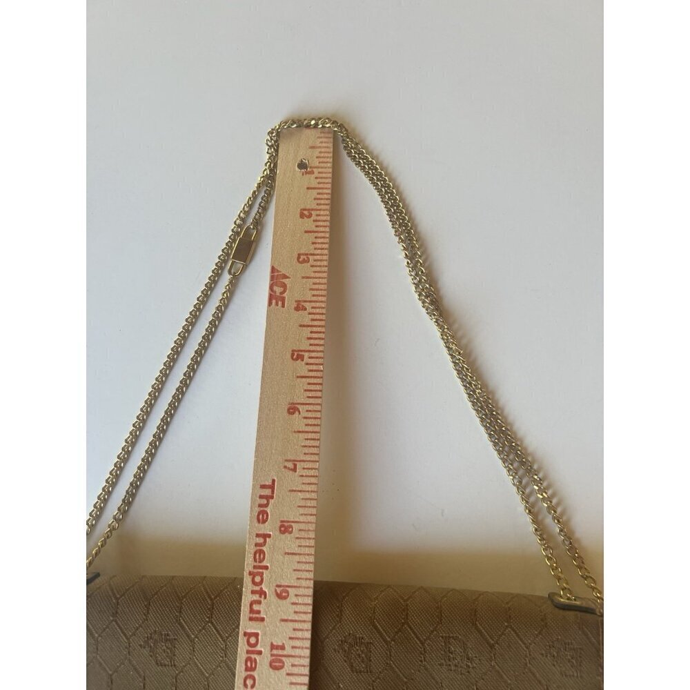 Vintage 70s Christian Dior beige Monogram Canvas leather shoulder bag gold chain - Picture 15 of 16
